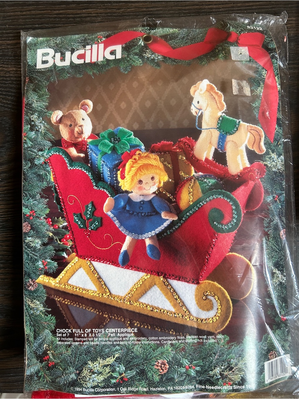 Bucilla Red Felt Sleigh Centerpiece #83122